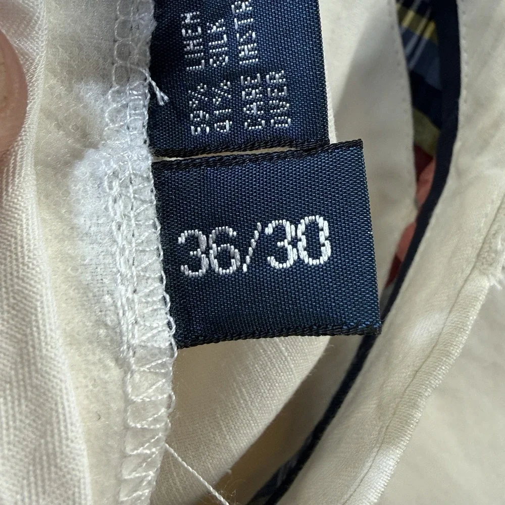 Polo Ralph Lauren Men's 36x30 Ivory Linen Silk Classic Fit Dress Pants